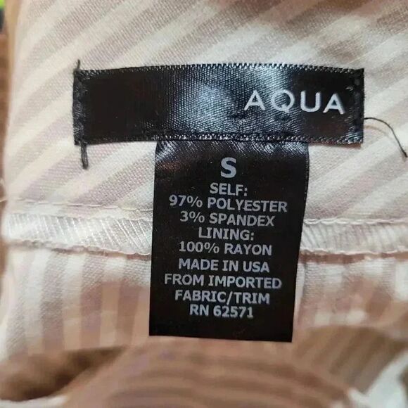 Aqua Women's White/Tan Poly/Spandex Striped Lined Skort - Picture 9 of 10